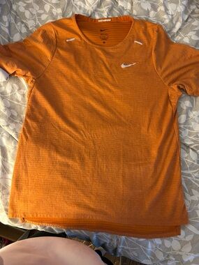 Nike Orange Short Sleeve Athletic Tee with White Swoosh